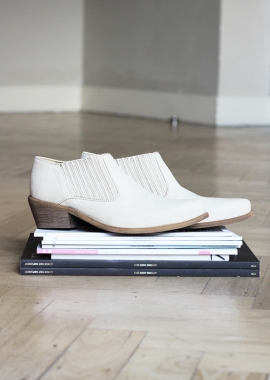 Beige vegan leather low boots