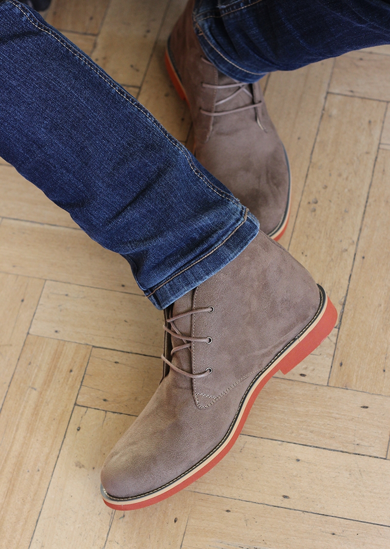 Beige vegan suede men boots