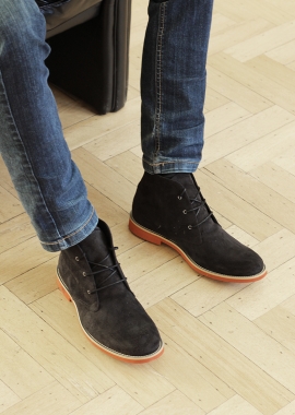 Black vegan suede men boots