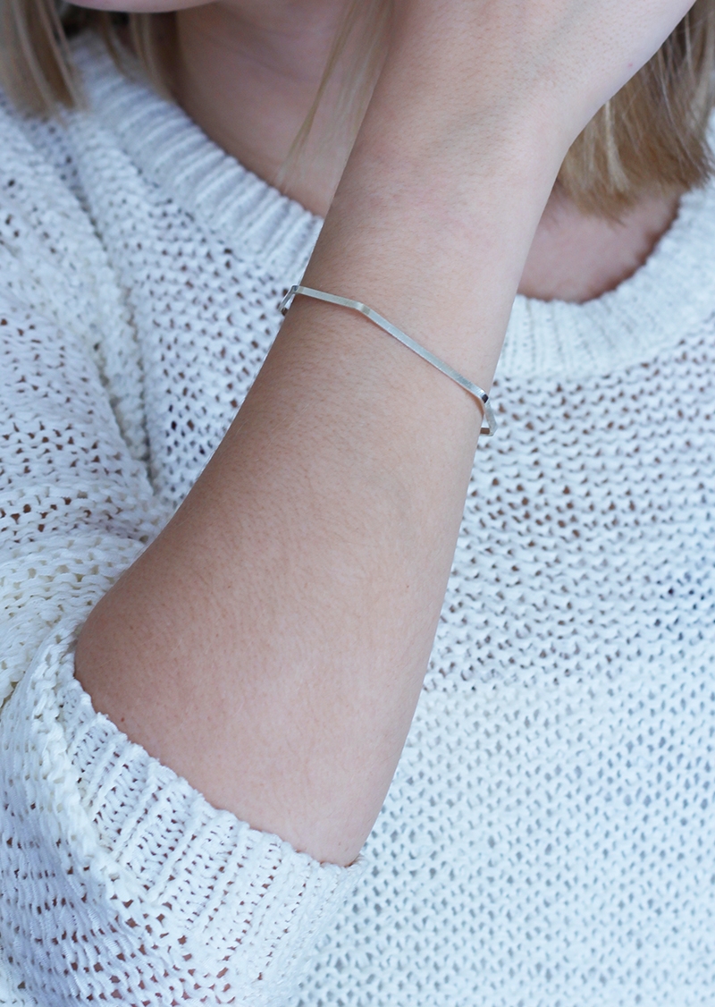 Bracelet Femme En Argent 925 (sterling) Avec Cristaux - Design Géométrique Moderne - Neuf Avec étiquettes BR53