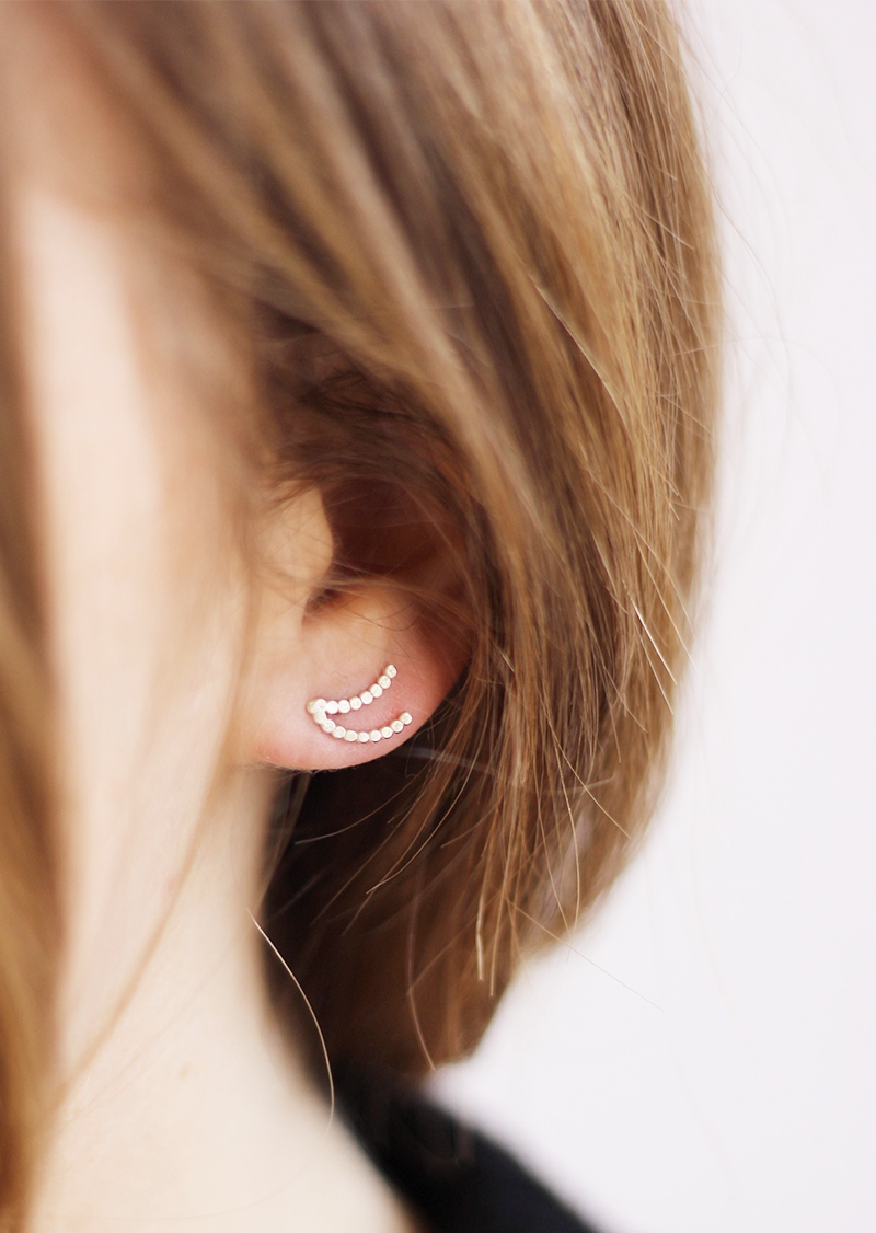 Silver Double Moon Earring By Nimzu Handmade In Belgium Double Moon Earring