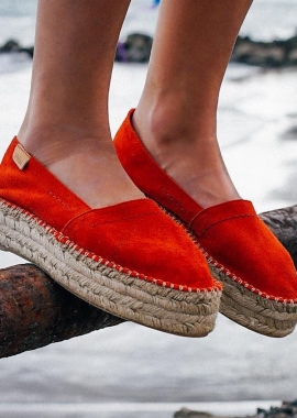 Red platform espadrilles