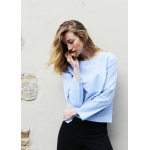 Oxford blue back buttoned top