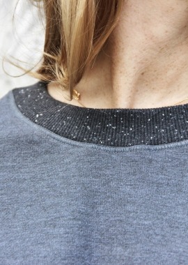 Sweat anthracite en coton bio et polyester recyclé