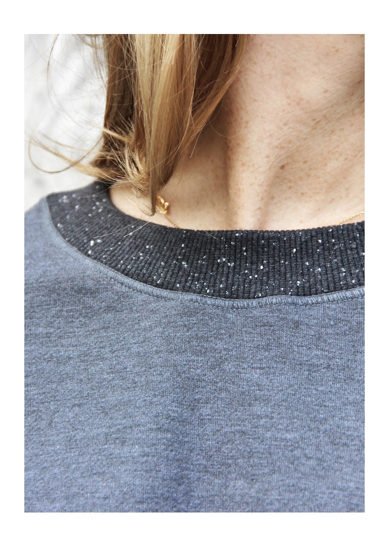 Sweat anthracite en coton bio et polyester recyclé